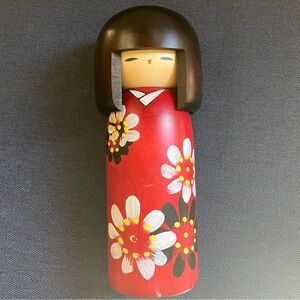 Usaburo Kokeshi Doll Japanese Creative Kimono Flower Hand Painting Japan Made